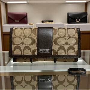 Coach Signature Long Zip Around Wallet
